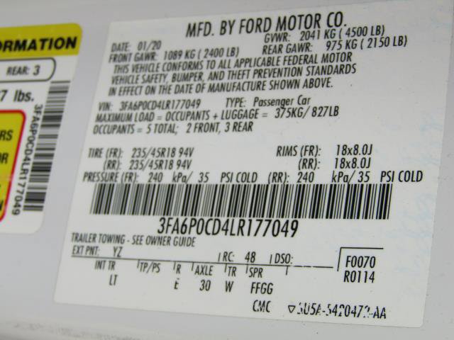 Certified 2020 Ford Fusion SEL FWD image 24