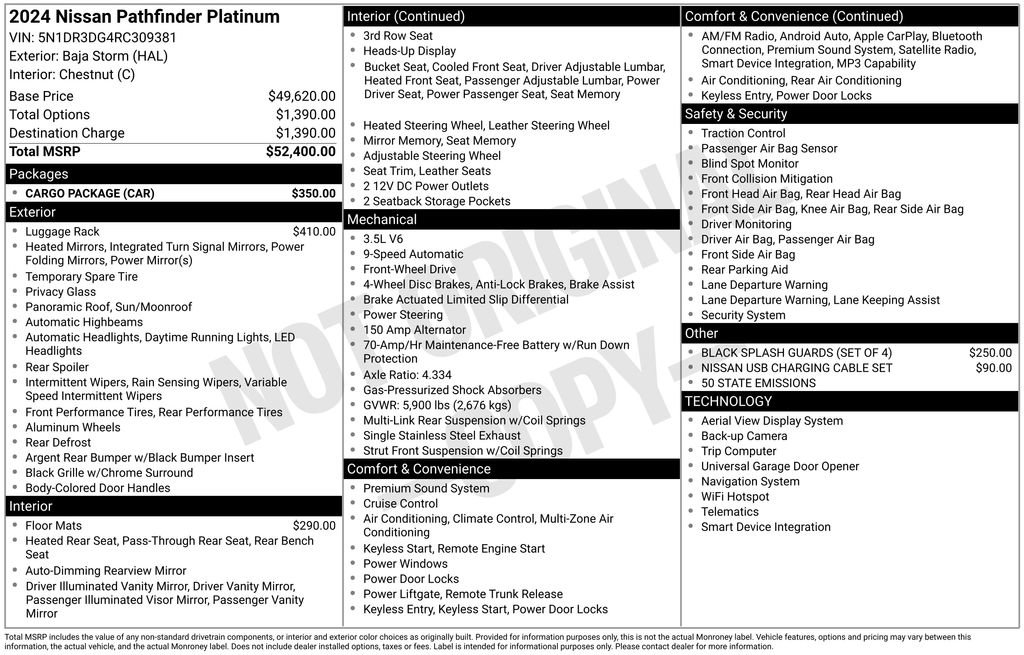 Used 2024 Nissan Pathfinder Platinum w/ Cargo Package FWD image 4