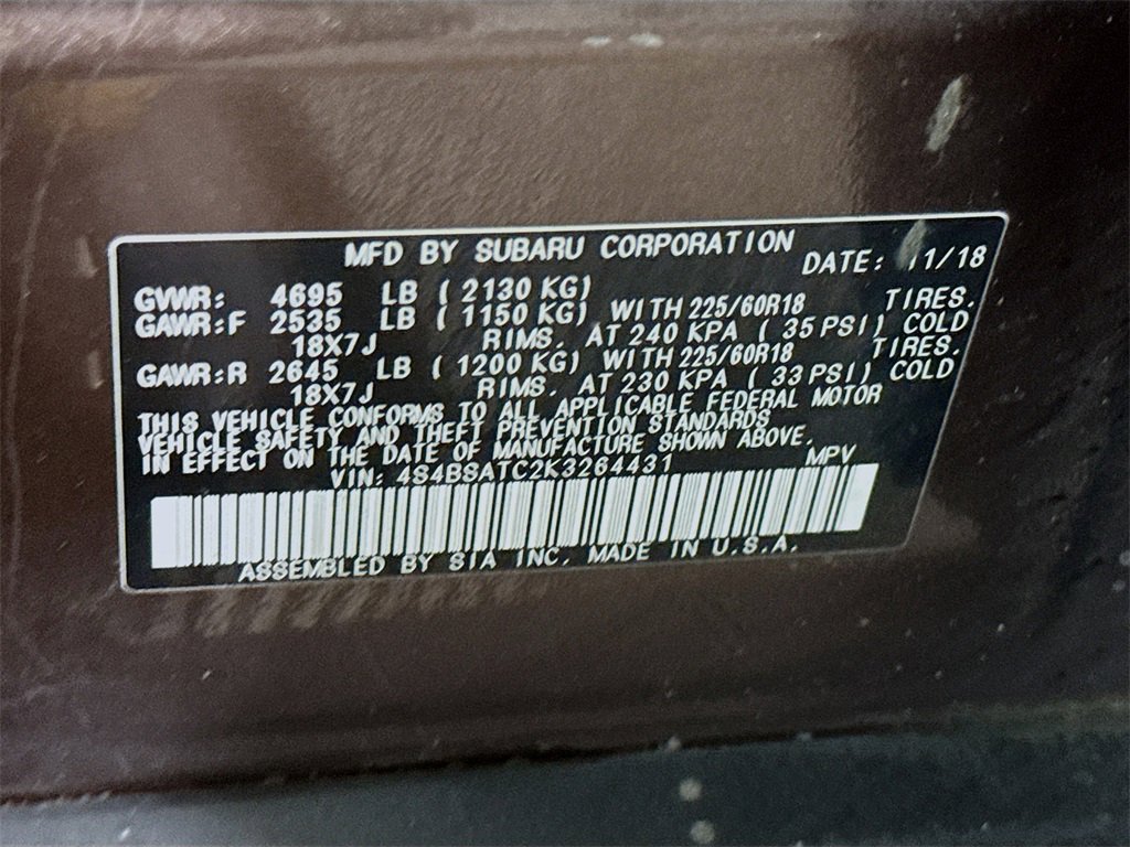 Used 2019 Subaru Outback 2.5i Touring w/ Popular Package #3A image 37