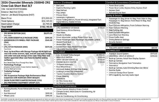 New 2026 Chevrolet Silverado 2500 ZR2 w/ ZR2 Bison Edition AWD/4WD image 4