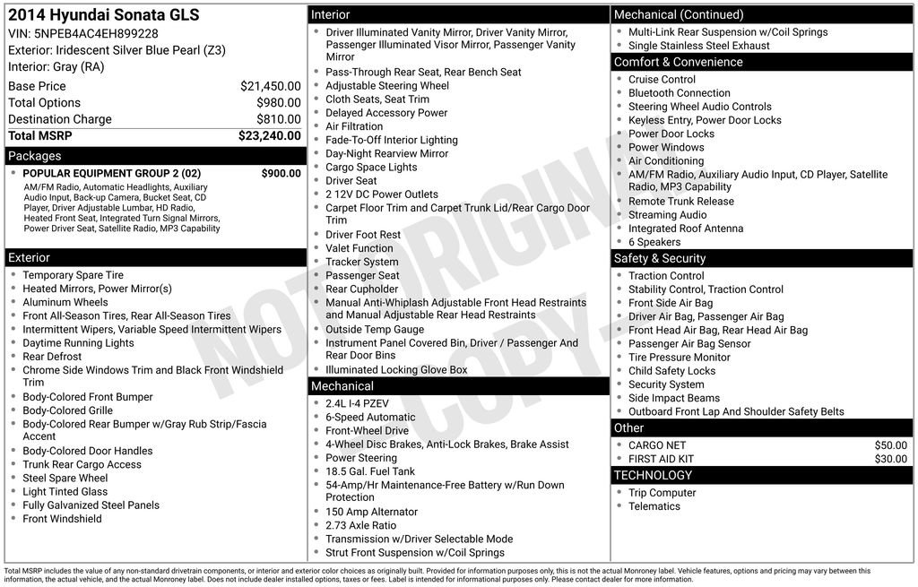 Used 2014 Hyundai Sonata GLS w/ Popular Equipment Group 2 FWD image 9