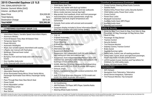 Used 2015 Chevrolet Equinox LS image 11