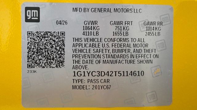 New 2026 Chevrolet Corvette Stingray Premium Conv w/ Stealth Interior Trim Package RWD image 37