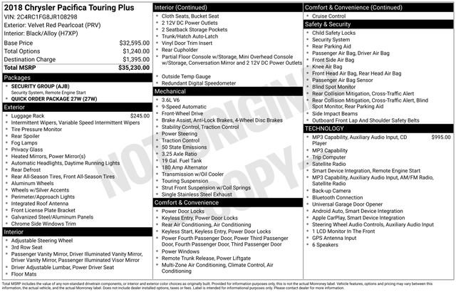 Used 2018 Chrysler Pacifica Touring Plus FWD image 10