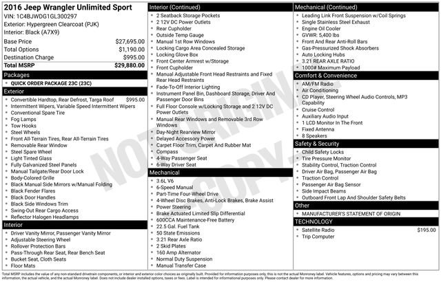 Used 2016 Jeep Wrangler Unlimited Sport image 6