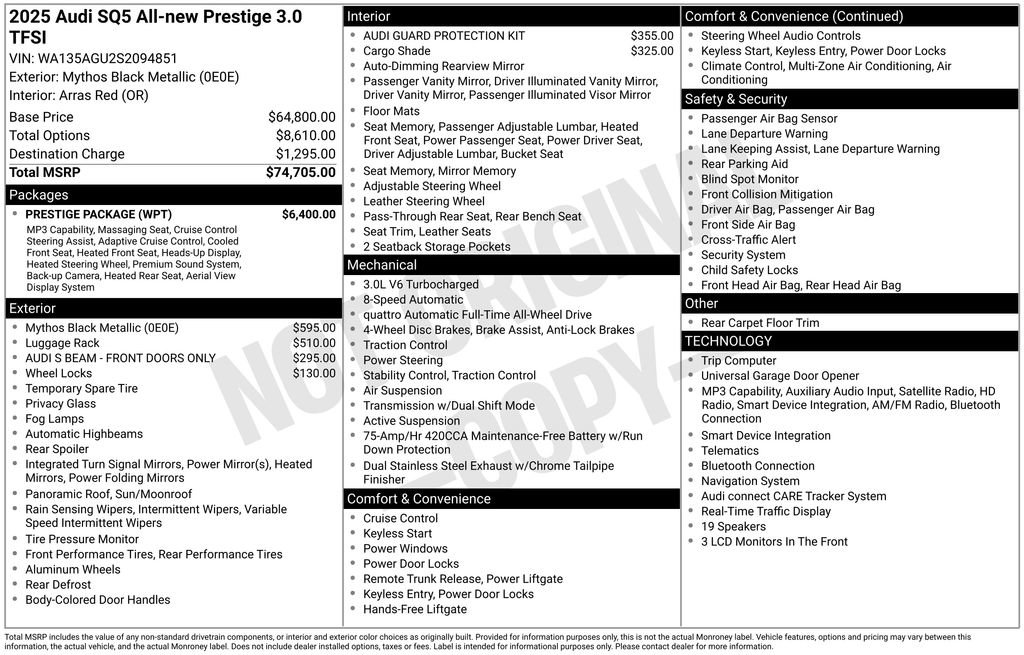 Certified 2025 Audi SQ5 Prestige w/ Prestige Package AWD/4WD image 3
