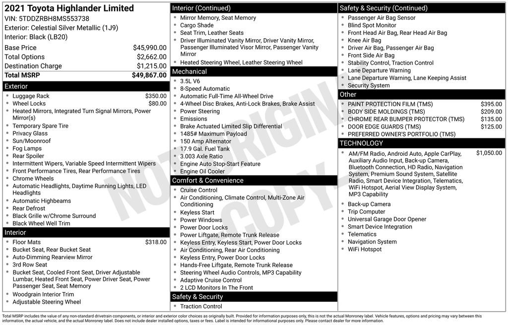 Used 2021 Toyota Highlander Limited AWD/4WD image 17