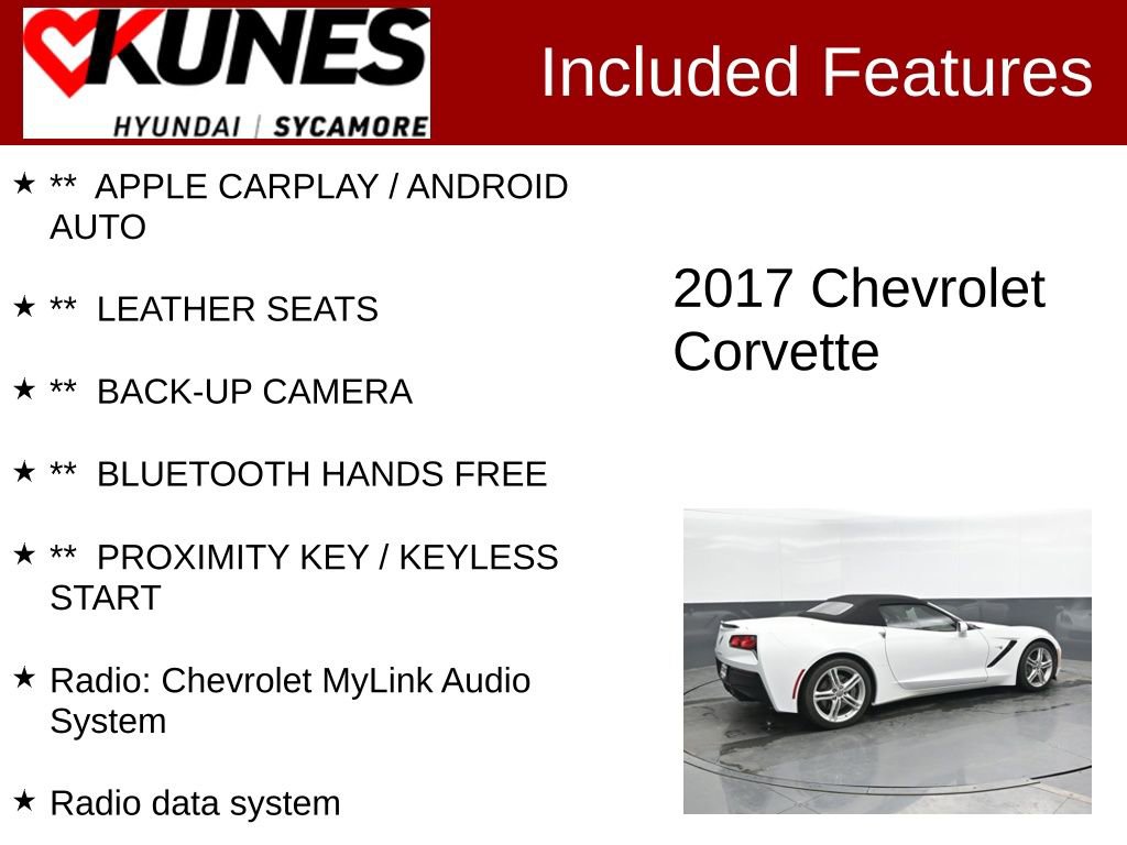 Used 2017 Chevrolet Corvette Stingray Convertible w/ 1LT RWD image 2