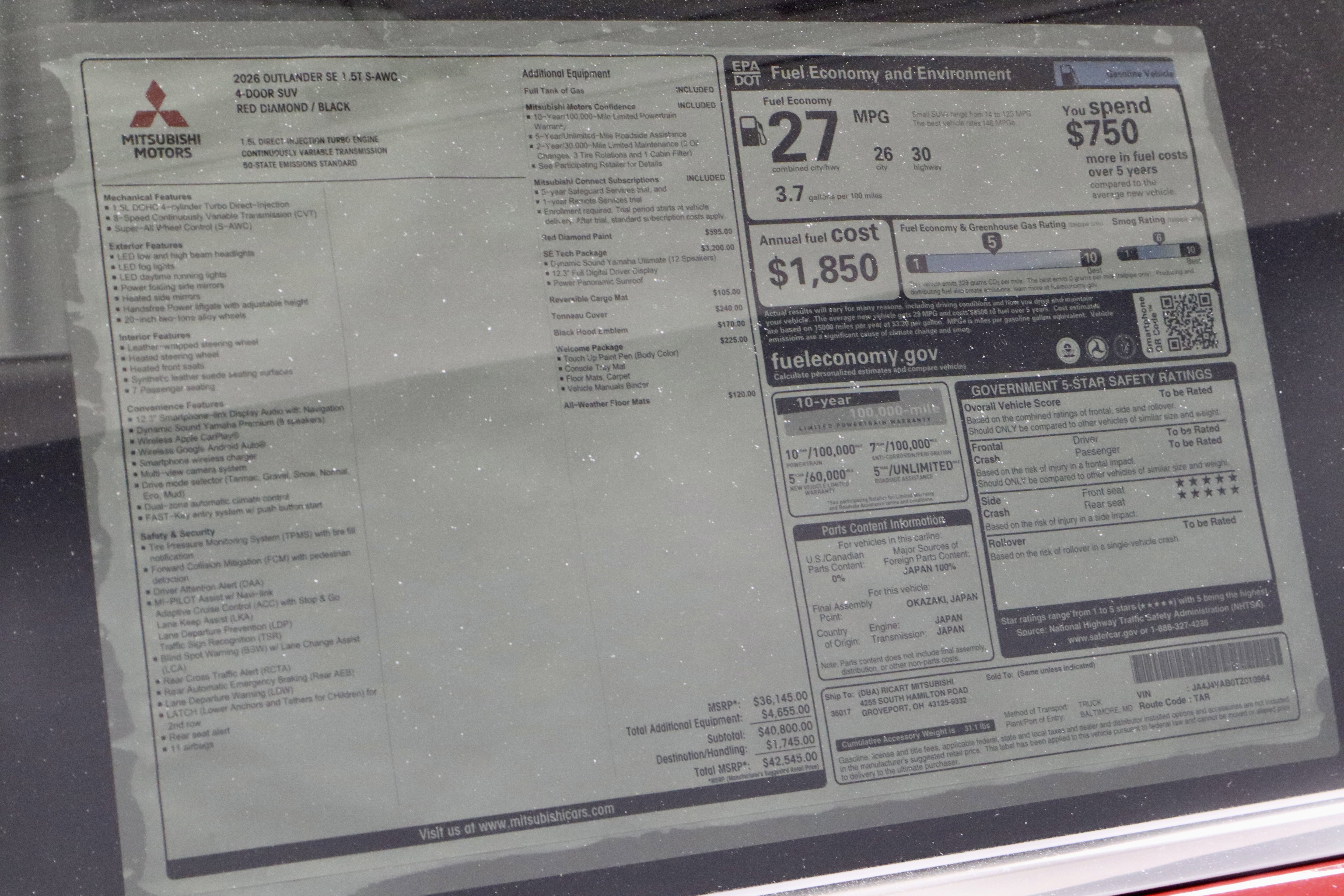 New 2026 Mitsubishi Outlander SE image 37