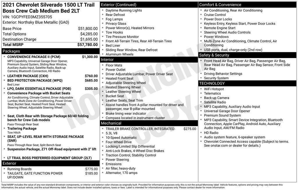 Used 2021 Chevrolet Silverado 1500 LT Trail Boss w/ Convenience Package II AWD/4WD image 38
