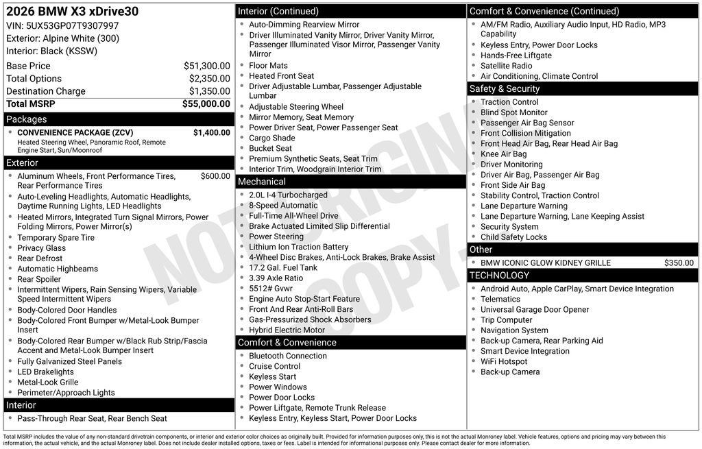 New 2026 BMW X3 xDrive30 w/ Convenience Package image 2
