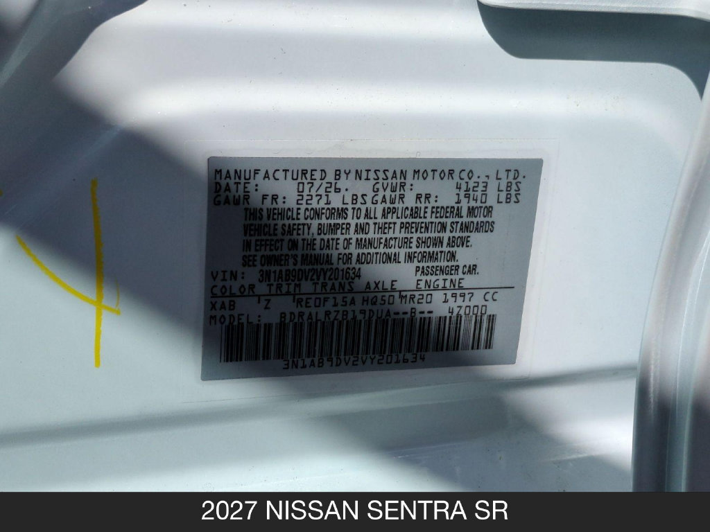 New 2027 Nissan Sentra SR w/ Floor Mat Package FWD image 24