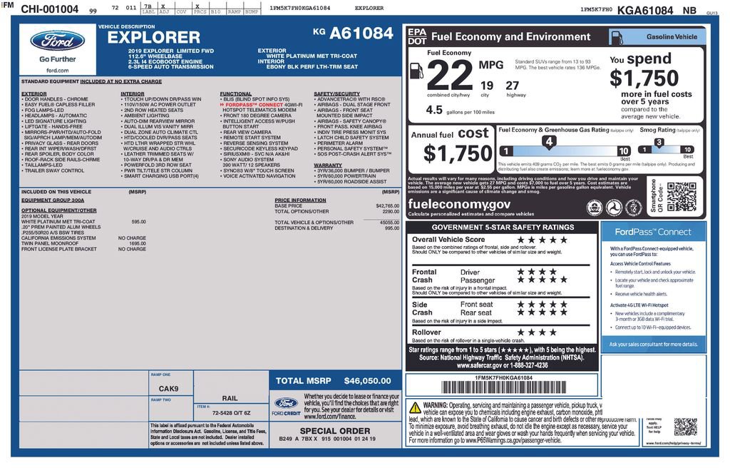Certified 2019 Ford Explorer Limited FWD image 3