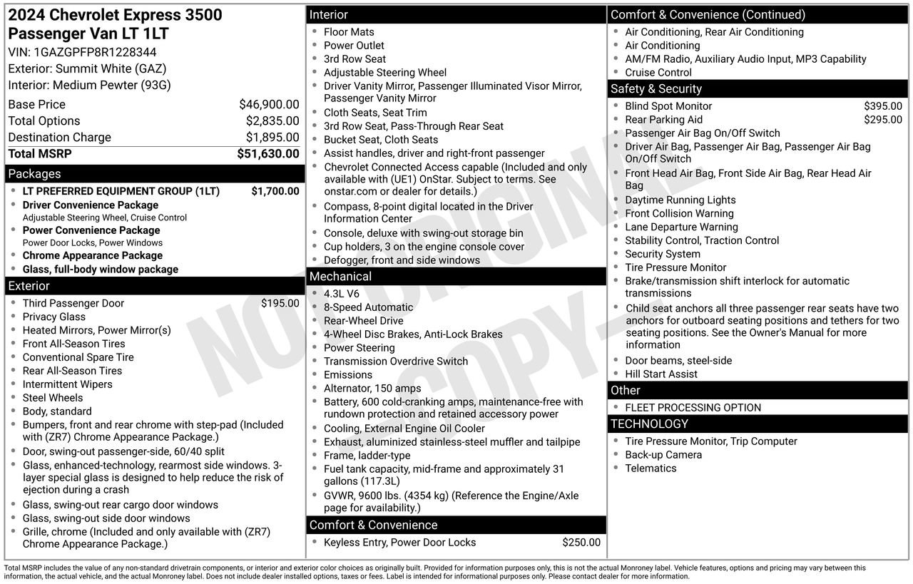 Used 2024 Chevrolet Express 3500 LT w/ LT Preferred Equipment Group RWD image 9