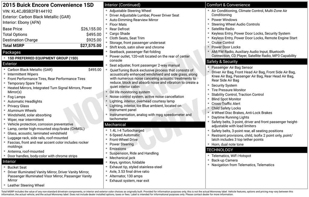Used 2015 Buick Encore Convenience FWD image 2