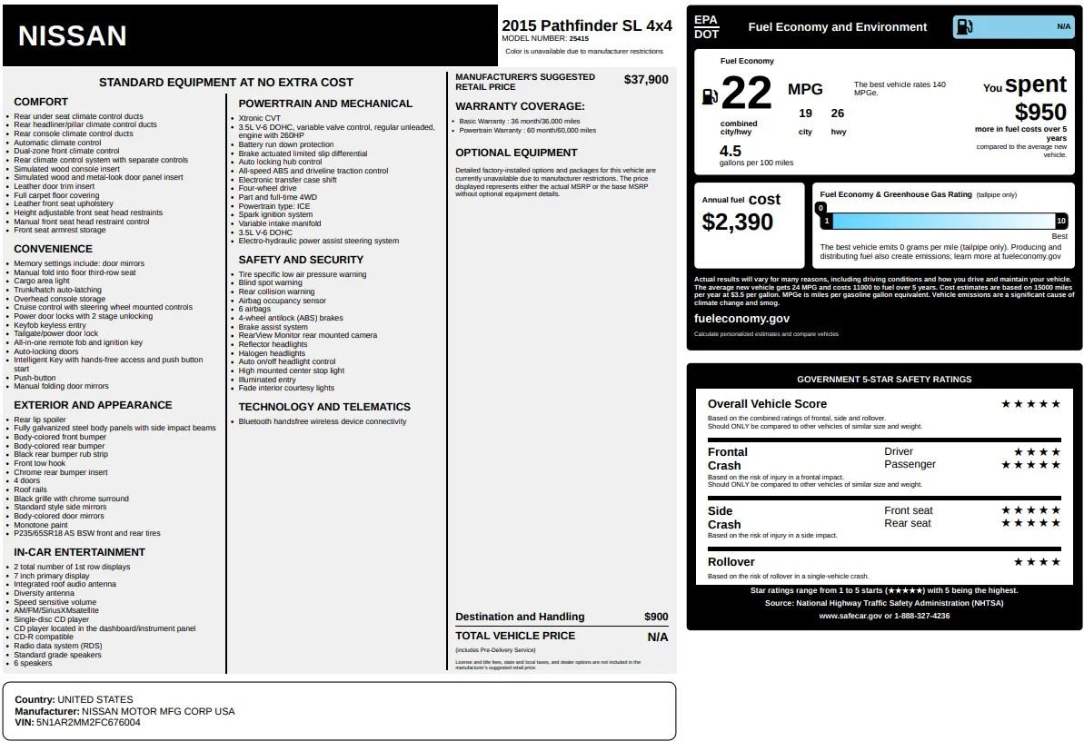 Used 2015 Nissan Pathfinder SL w/ SL Tech Package image 66