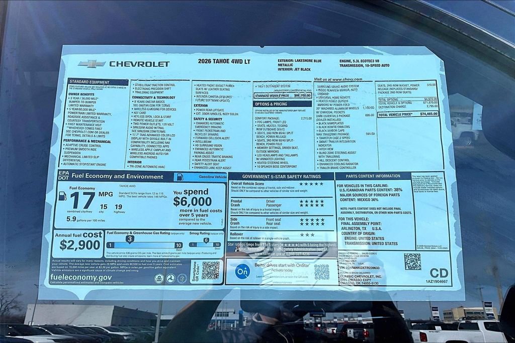 New 2026 Chevrolet Tahoe LT w/ Comfort Package image 13