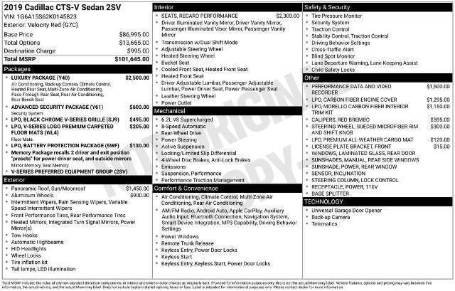 Used 2019 Cadillac CTS V w/ Luxury Package RWD image 32