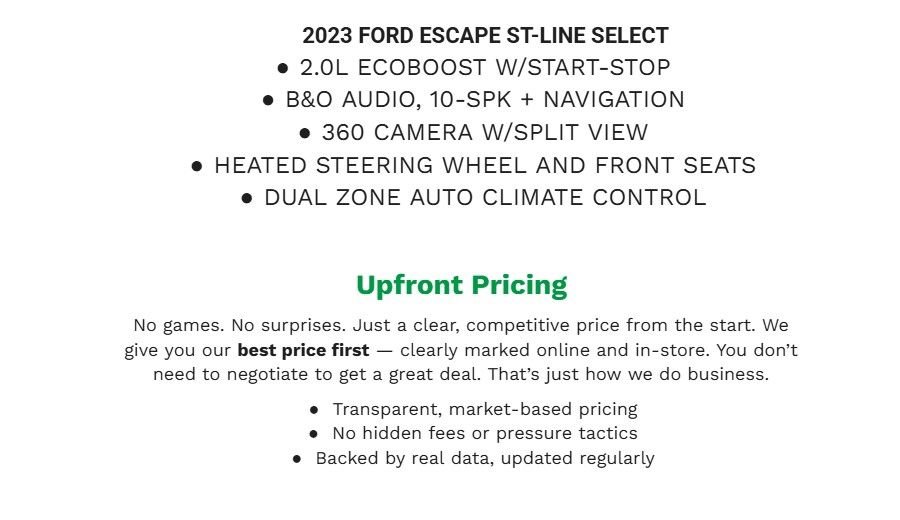 Certified 2023 Ford Escape ST-Line Select w/ Tech Pack #2 AWD/4WD image 2