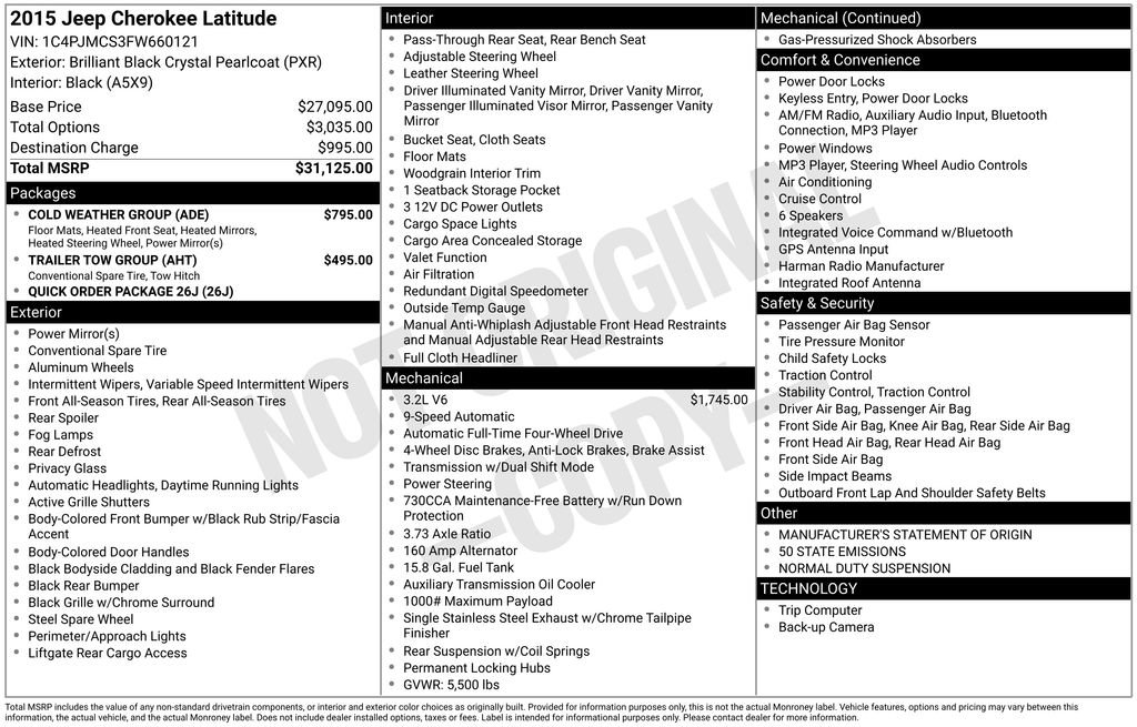 Used 2015 Jeep Cherokee Latitude w/ Cold Weather Group image 11