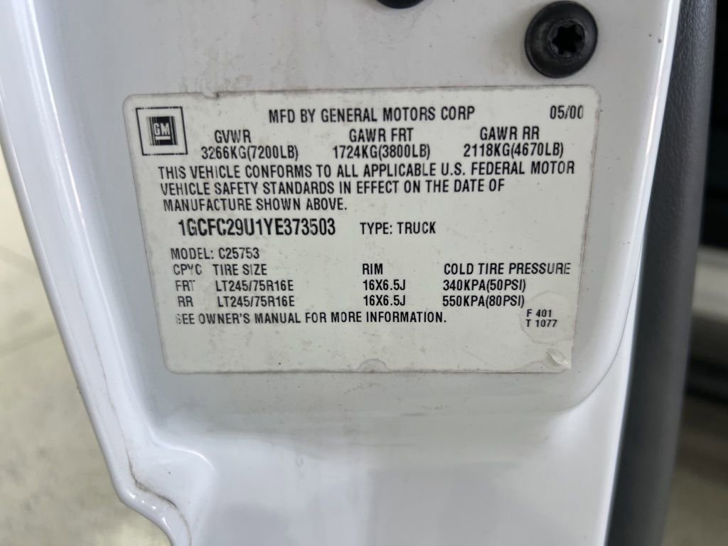 Used 2000 Chevrolet Silverado 2500 Work Truck w/ Firm Ride Suspension Pkg image 28