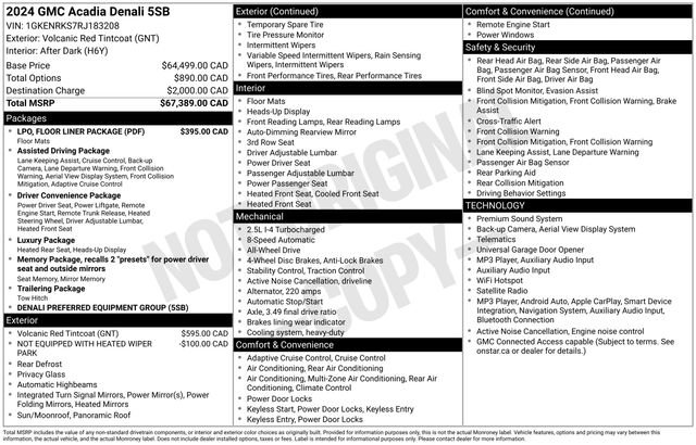 Used 2024 GMC Acadia Denali w/ LPO, Floor Liner Package AWD/4WD image 36