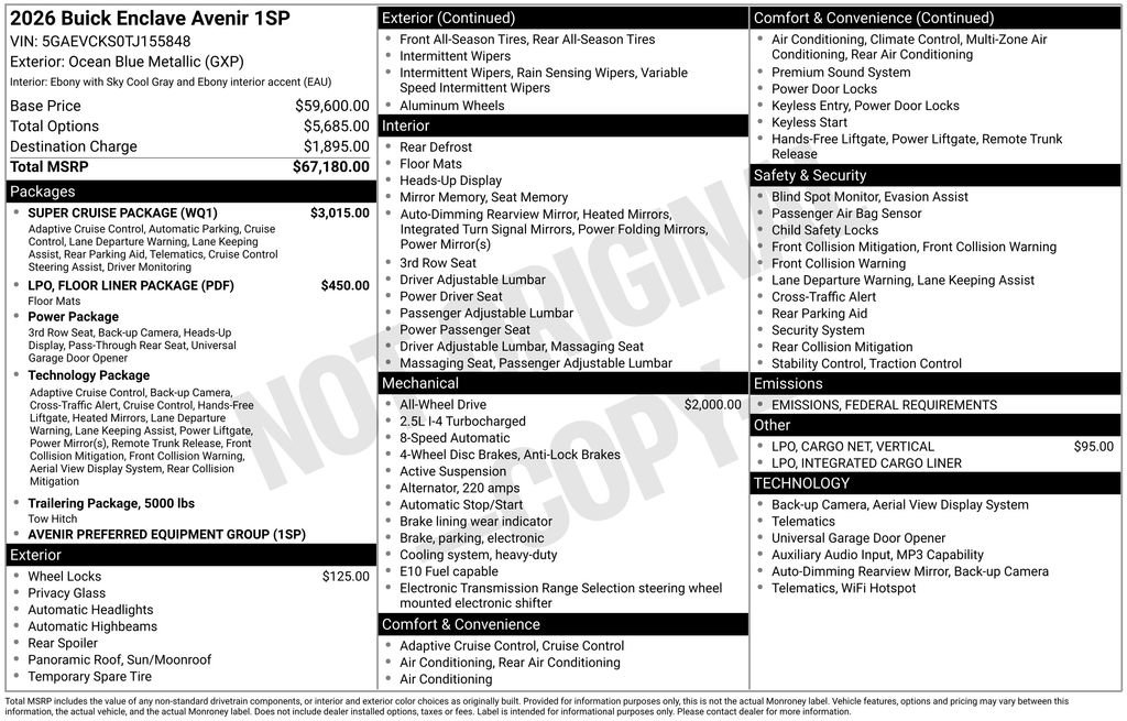 New 2026 Buick Enclave Avenir w/ Super Cruise Package image 40