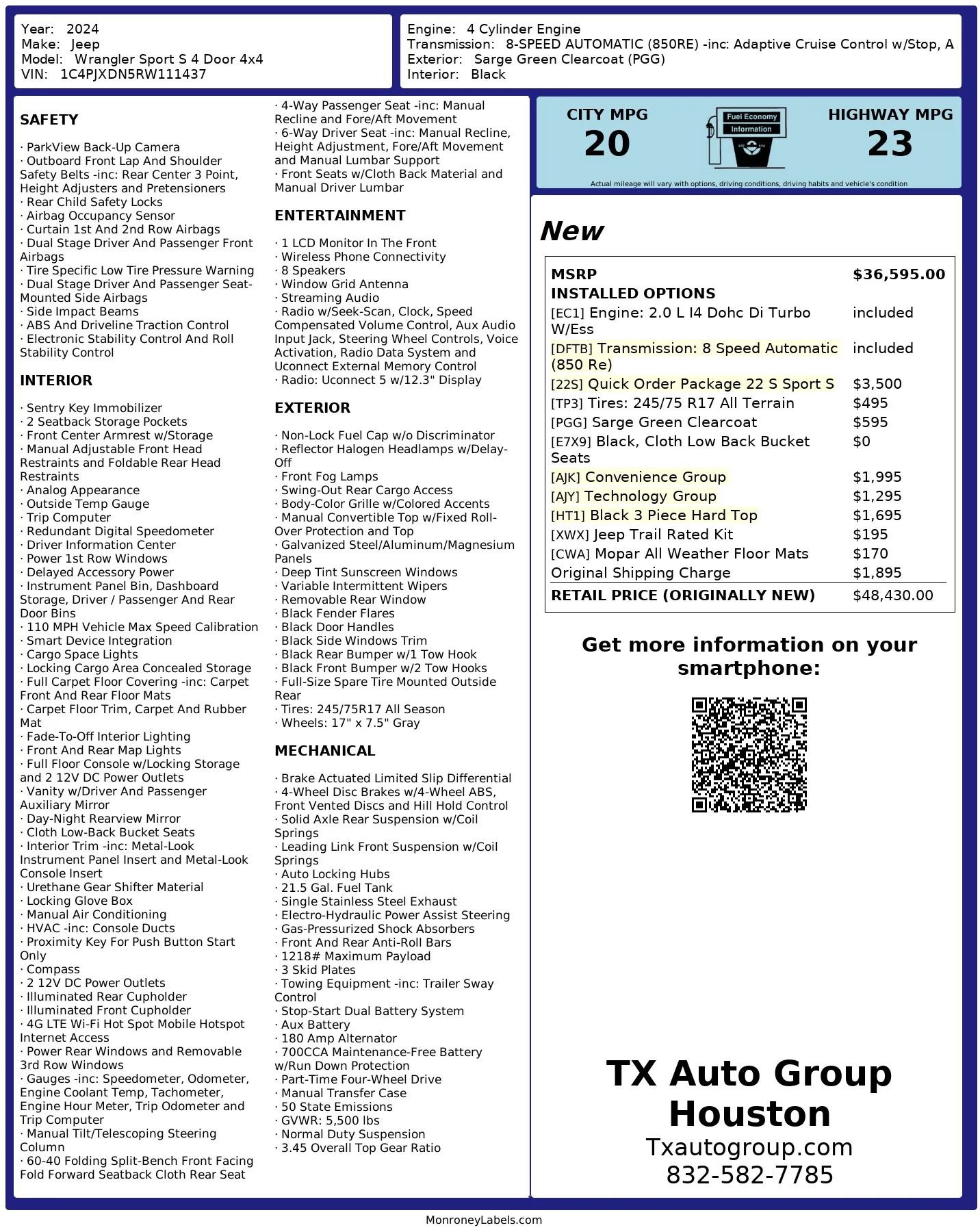 Used 2024 Jeep Wrangler Unlimited Sport image 3