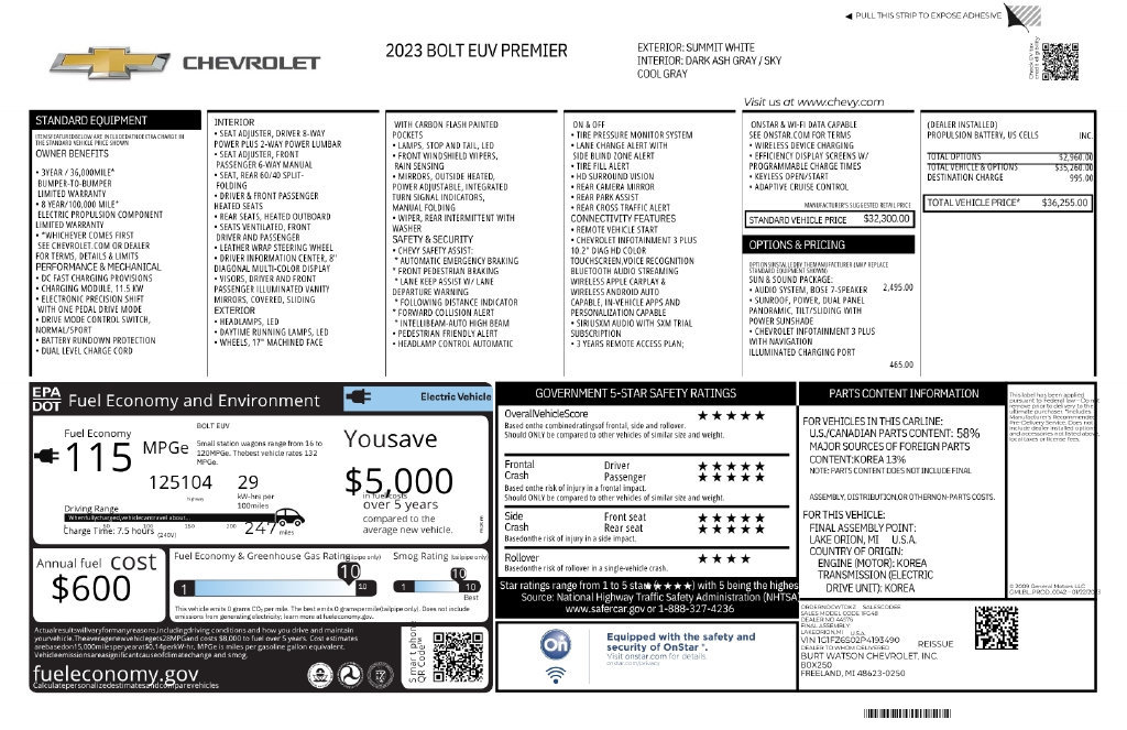 Used 2023 Chevrolet Bolt EUV Premier w/ Sun & Sound Package FWD image 11