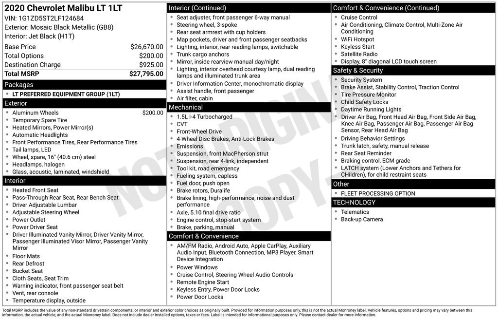 Used 2020 Chevrolet Malibu LT image 11