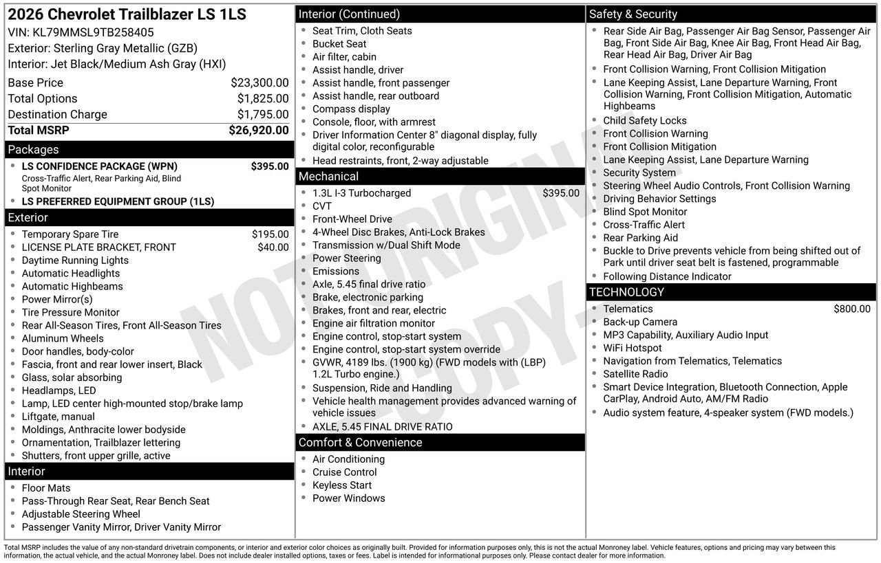 New 2026 Chevrolet TrailBlazer LS w/ LS Confidence Package FWD image 4