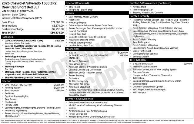 New 2026 Chevrolet Silverado 1500 ZR2 w/ Dark Appearance Package AWD/4WD image 4