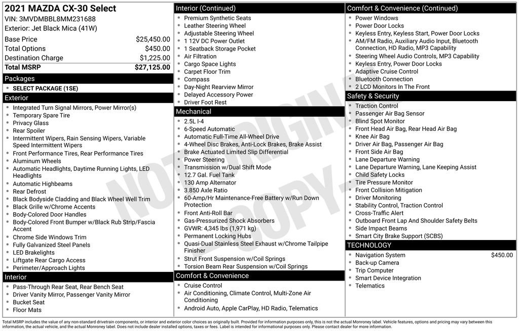 Used 2021 MAZDA CX-30 AWD 2.5 S w/ Select Package image 2