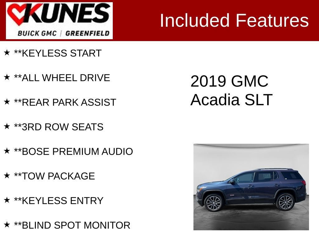Used 2019 GMC Acadia SLT AWD/4WD image 3