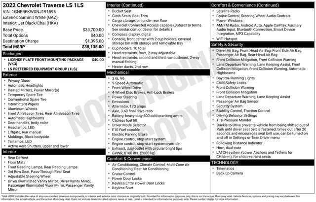 Used 2022 Chevrolet Traverse LS image 2