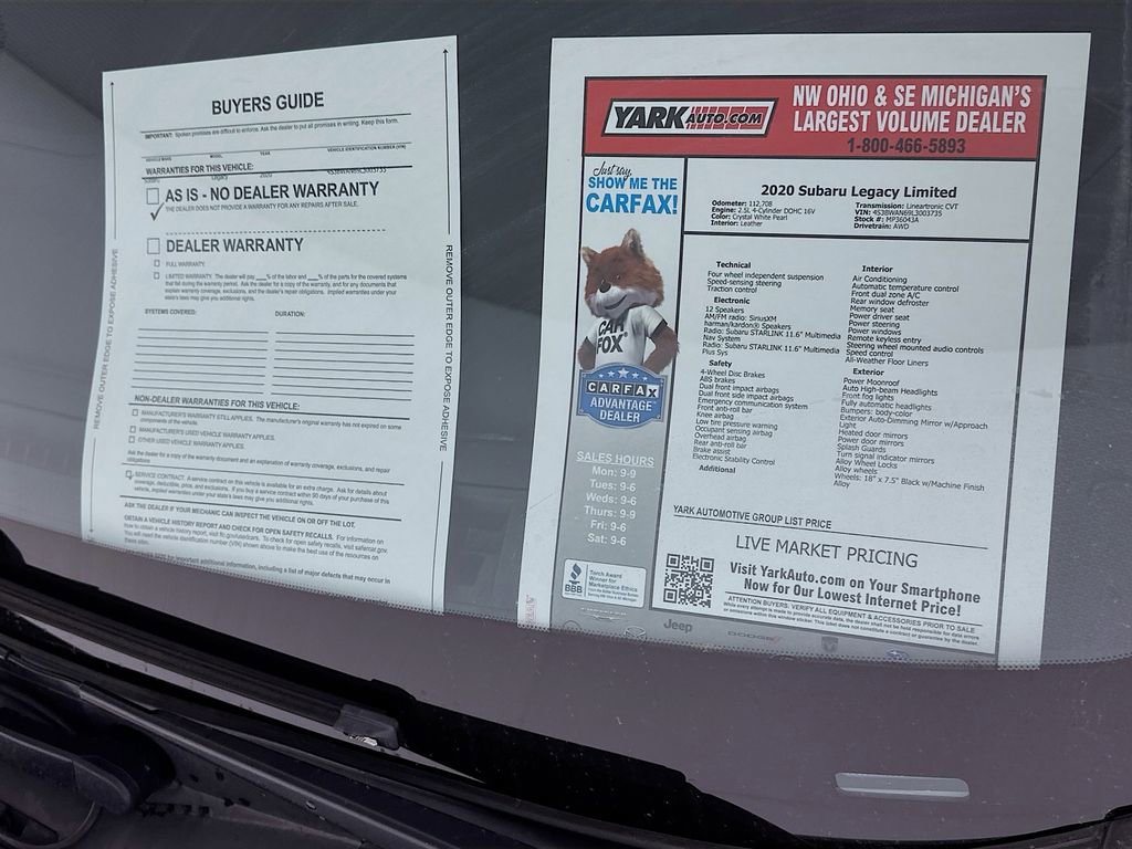 Used 2020 Subaru Legacy Limited AWD/4WD image 13