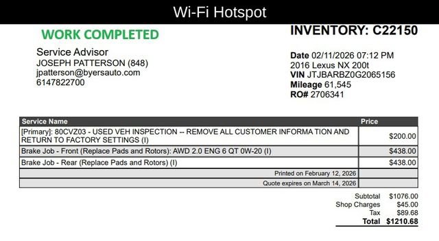 Used 2016 Lexus NX 200t AWD w/ Premium Package image 7