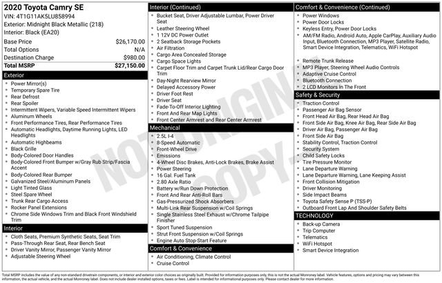 Used 2020 Toyota Camry SE FWD image 7