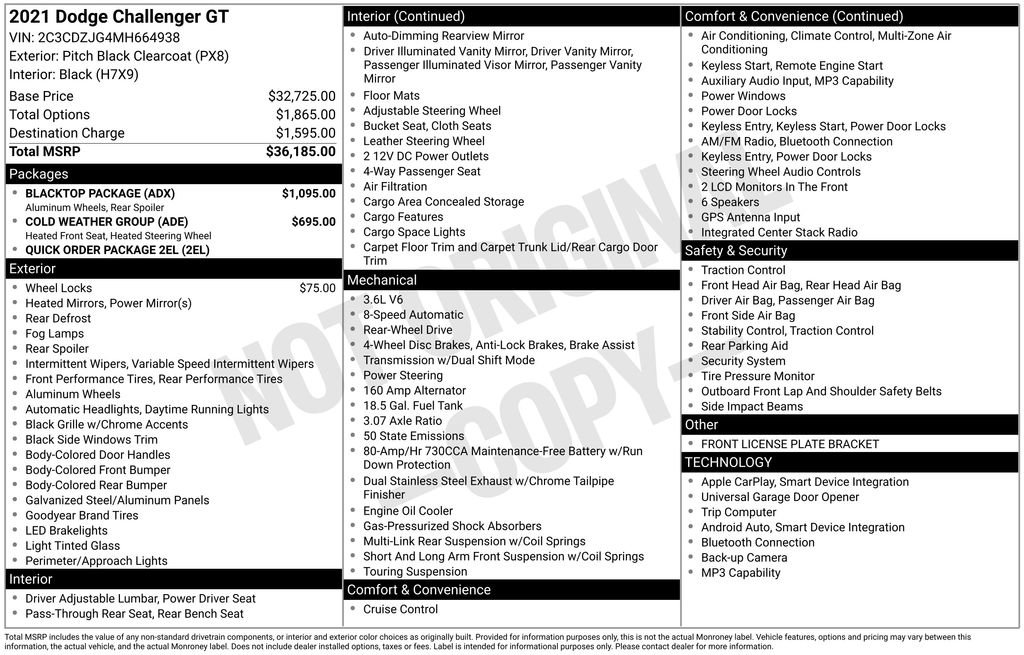 Used 2021 Dodge Challenger GT w/ Blacktop Package RWD image 2