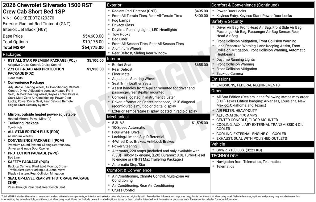New 2026 Chevrolet Silverado 1500 RST w/ RST All Star Premium Package image 2