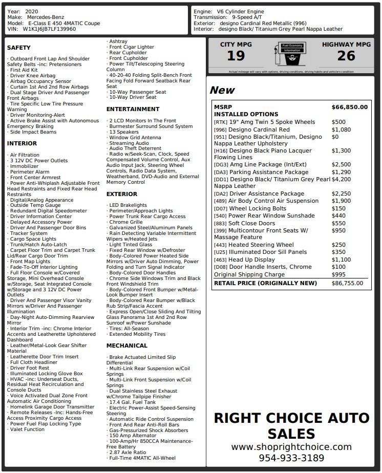 Used 2020 Mercedes-Benz E 450 4MATIC Coupe image 3