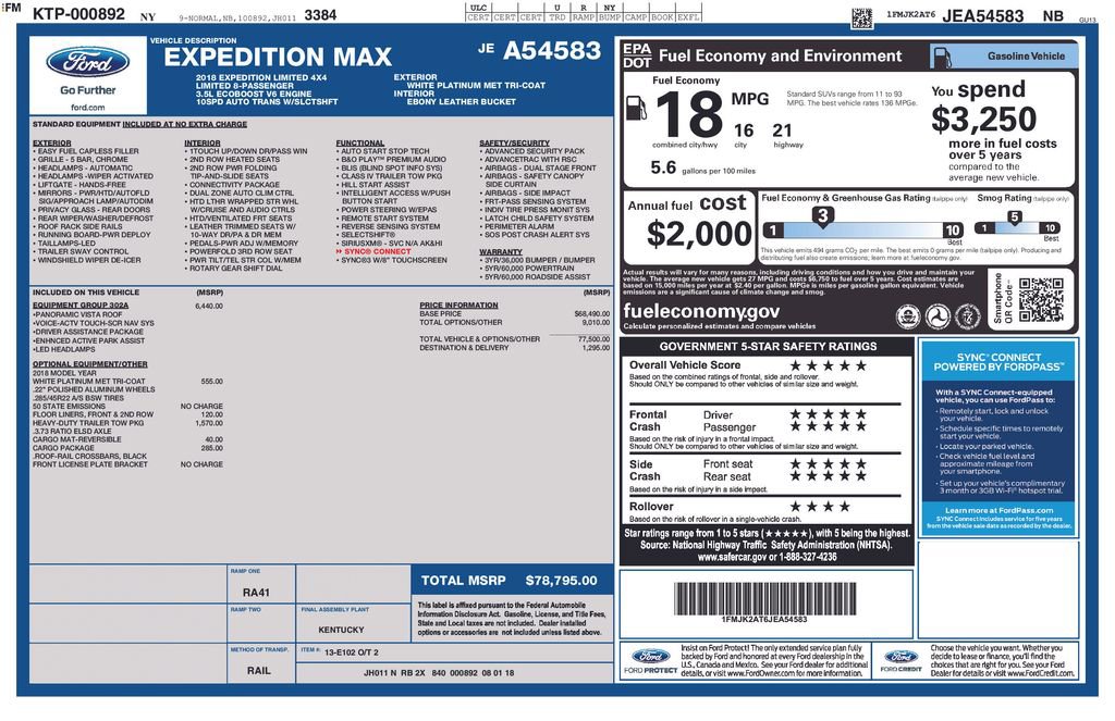 Used 2018 Ford Expedition Max Limited w/ Equipment Group 302A image 16