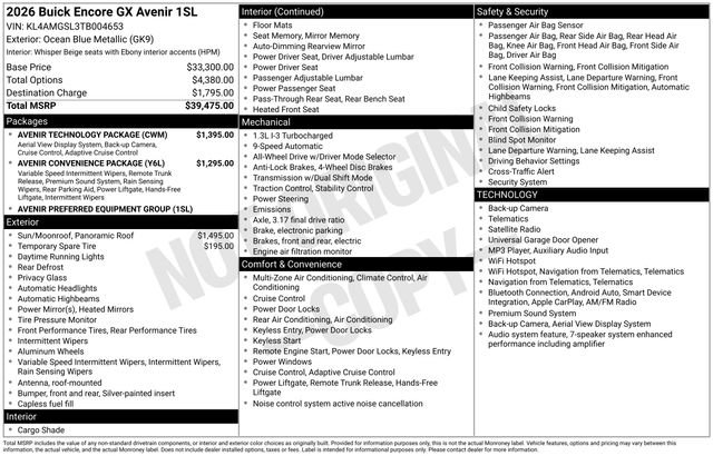 Certified 2026 Buick Encore GX Avenir w/ Avenir Technology Package AWD/4WD image 47