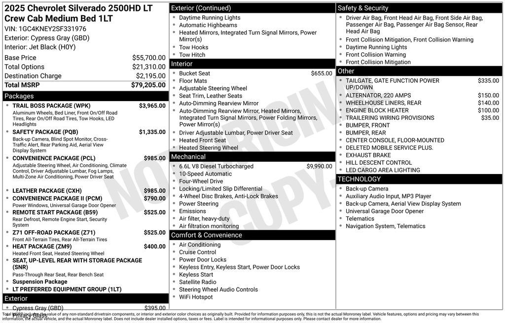 New 2025 Chevrolet Silverado 2500 LT w/ Trail Boss Package image 33