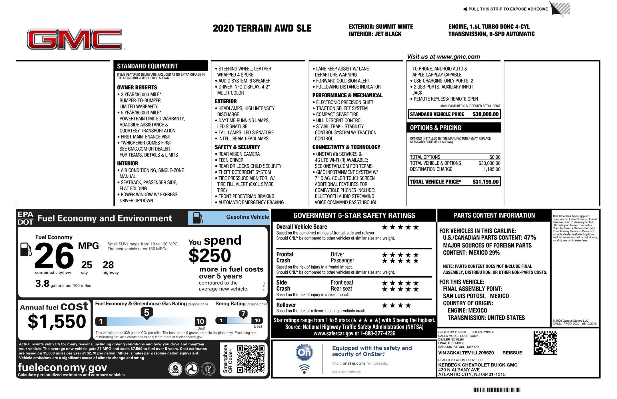 Certified 2020 GMC Terrain SLE image 2