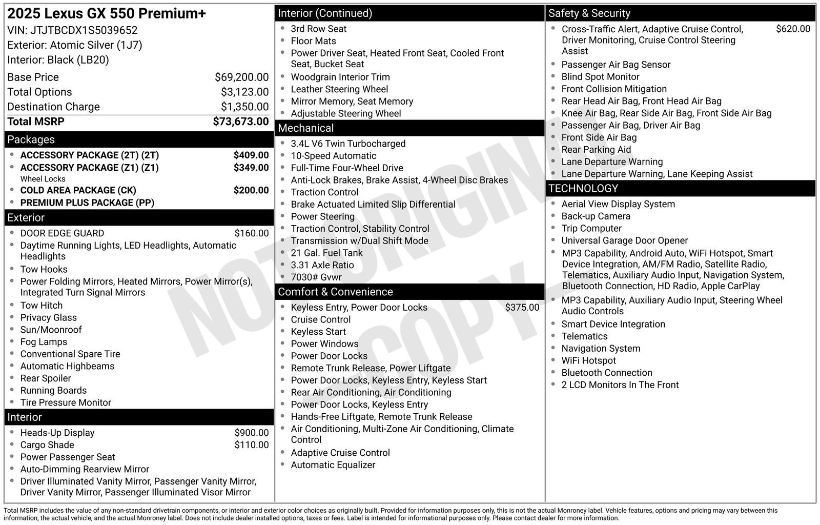 Used 2025 Lexus GX 550 w/ Accessory Package (2T) AWD/4WD image 39
