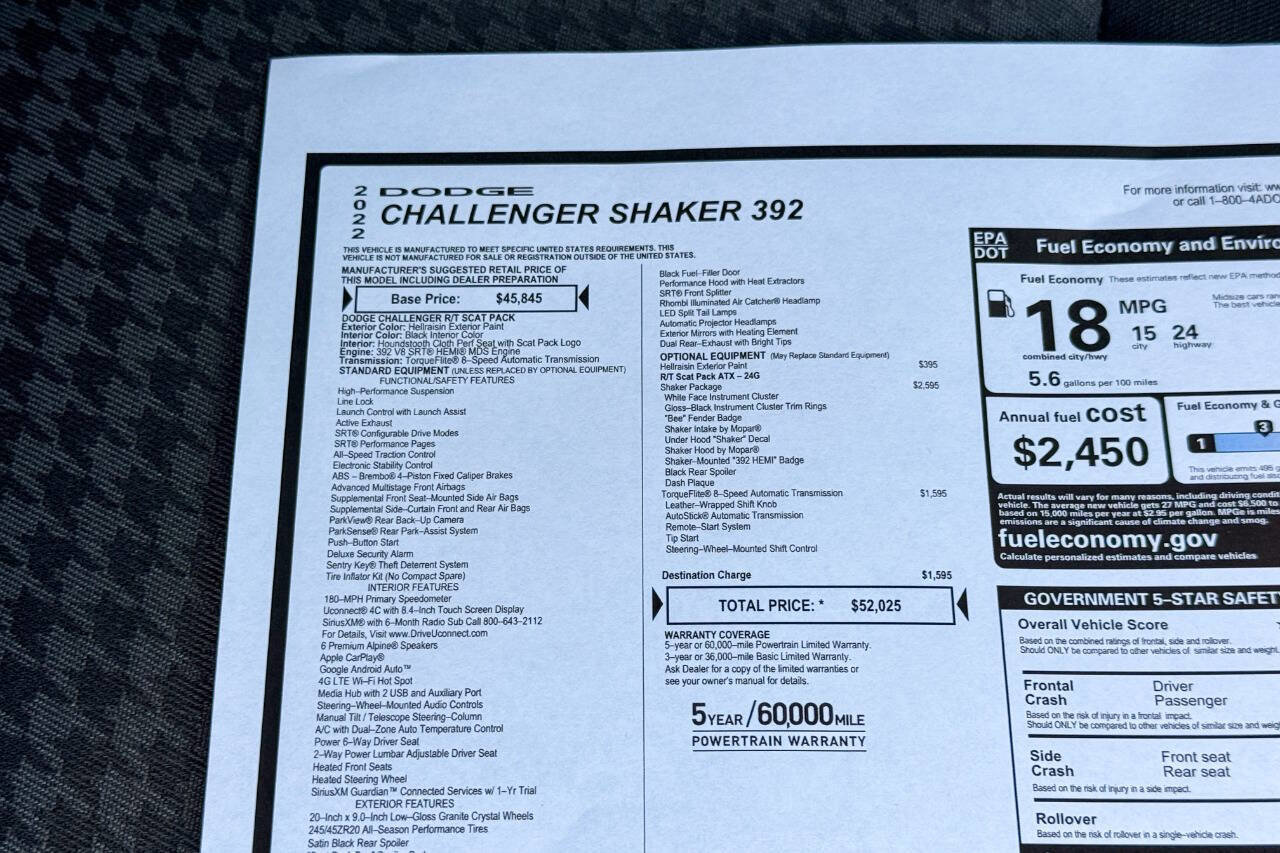 Used 2022 Dodge Challenger R/T Scat Pack w/ Shaker Package image 30