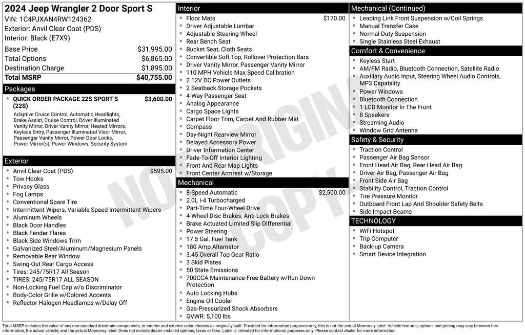 Used 2024 Jeep Wrangler Sport AWD/4WD image 6