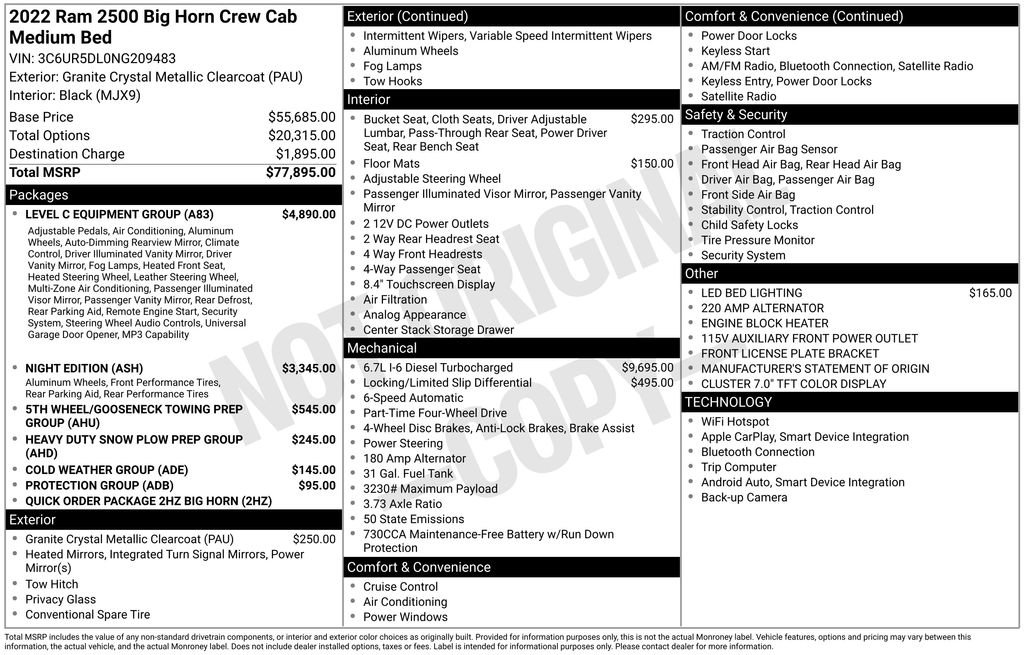 Used 2022 RAM 2500 Big Horn w/ Level C Equiment Group AWD/4WD image 33