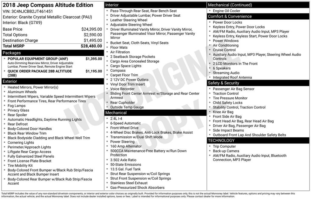 Used 2018 Jeep Compass Altitude w/ Popular Equipment Group image 15